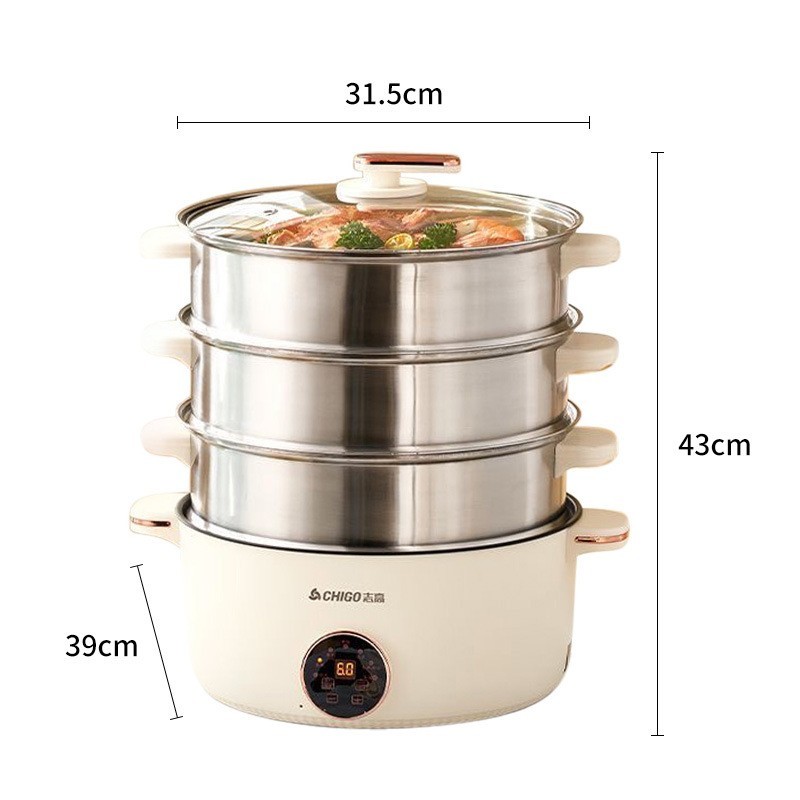 电蒸锅家用厨房多层蒸笼电锅自动保温蒸煮电火锅图5