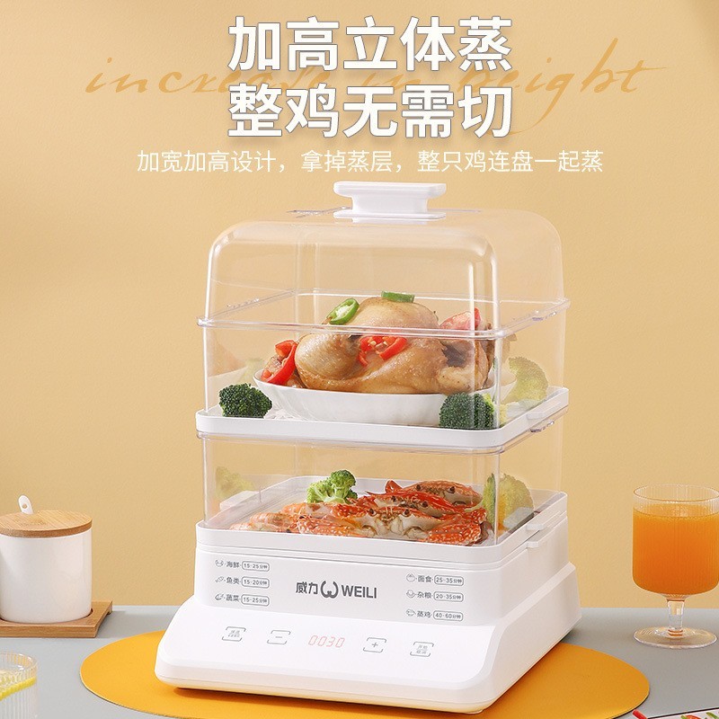 电蒸锅多功能透明蒸汽锅三层蒸菜家用蒸箱大容量多层蒸笼一体蒸锅图4