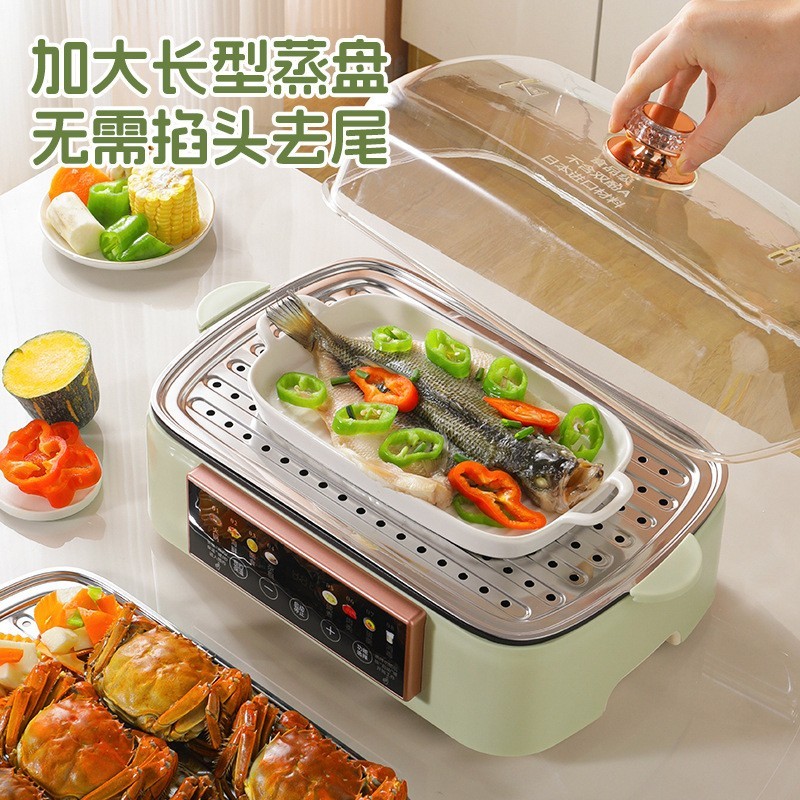 新款大容量电蒸锅家用多功能炖蒸煮一体锅全自动电火锅早餐机蒸笼图2