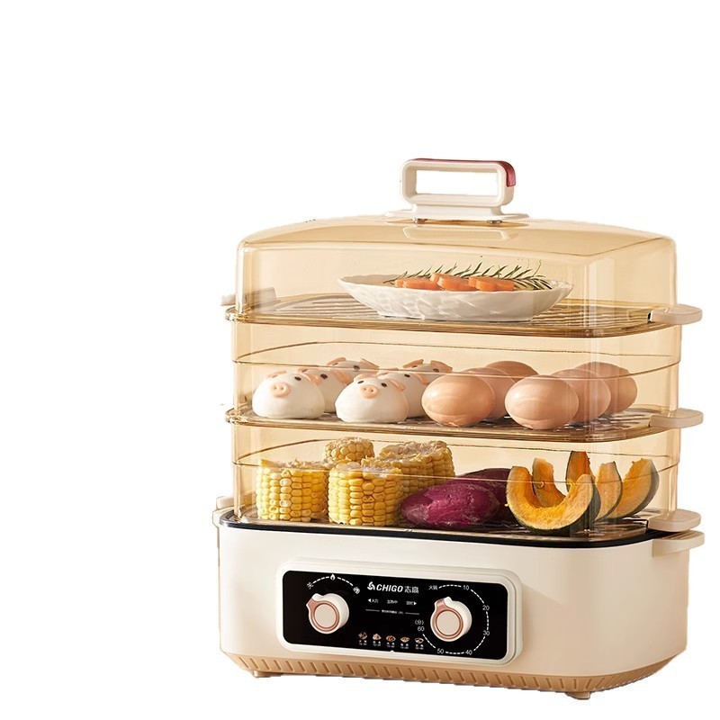 双旋钮家用电蒸锅三层蒸煮一体多层蒸鱼大容量可定时电火锅图5