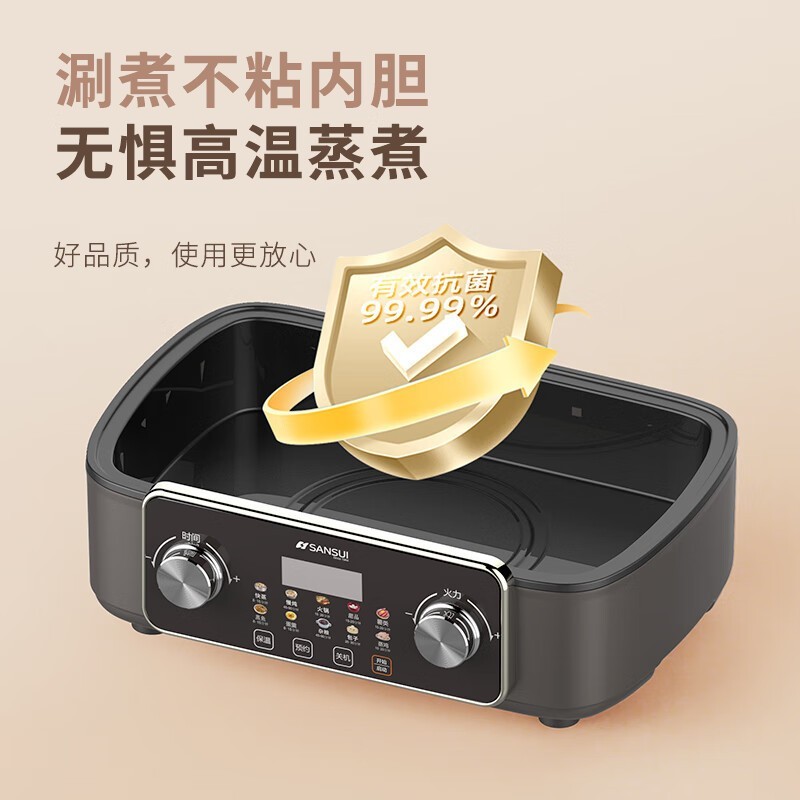 电蒸锅家用大容量可放鱼盘多功能预约保温自动断电蒸煮锅图3