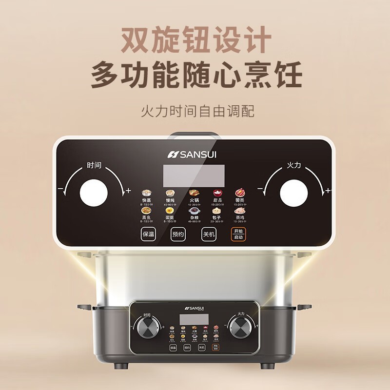 电蒸锅家用大容量可放鱼盘多功能预约保温自动断电蒸煮锅图2