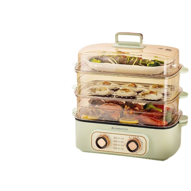 双旋钮电蒸锅多功能家用大容量蒸箱电煮锅电火锅蒸笼一体蒸煮图5