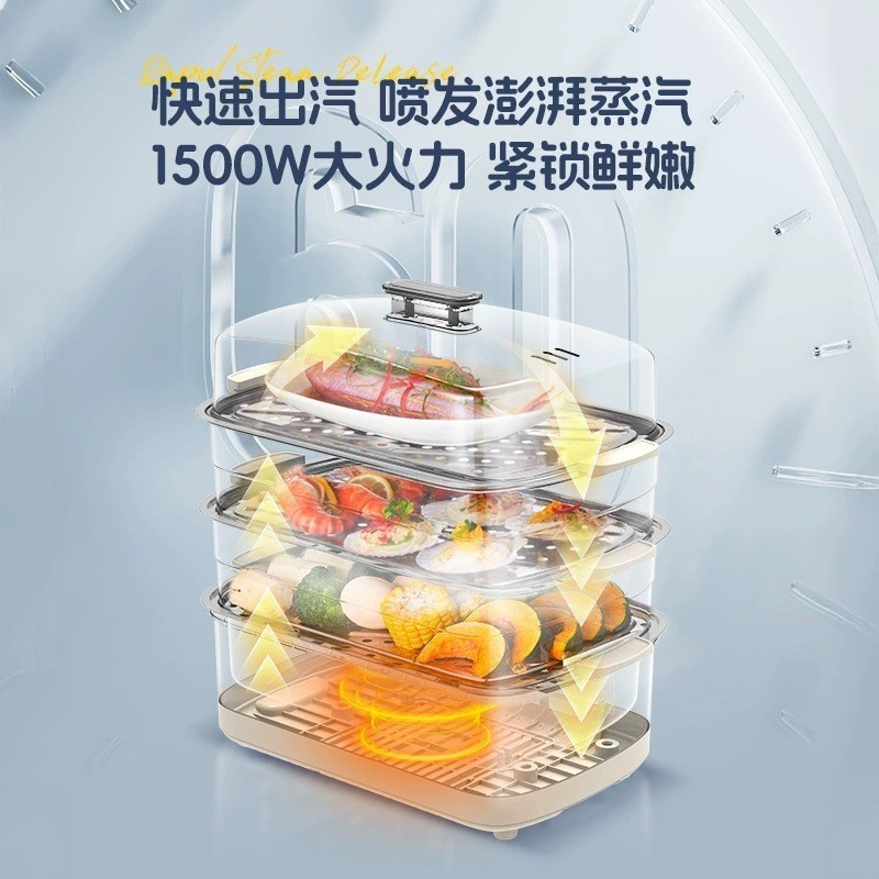 电蒸锅多功能家用三层蒸煮一体早餐机多层大容量煮锅图3