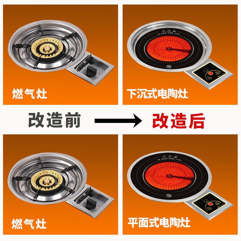 韩式火锅燃气改电陶炉嵌入式圆形商用定制图2
