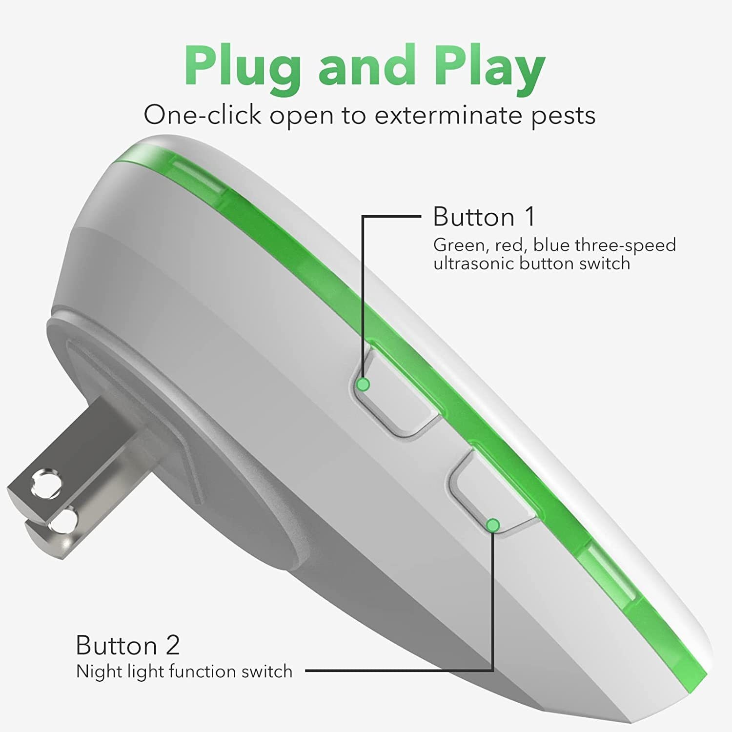 新品防蚊超声波驱蚊器室内插电款多功能驱虫LED小夜灯驱鼠器图4