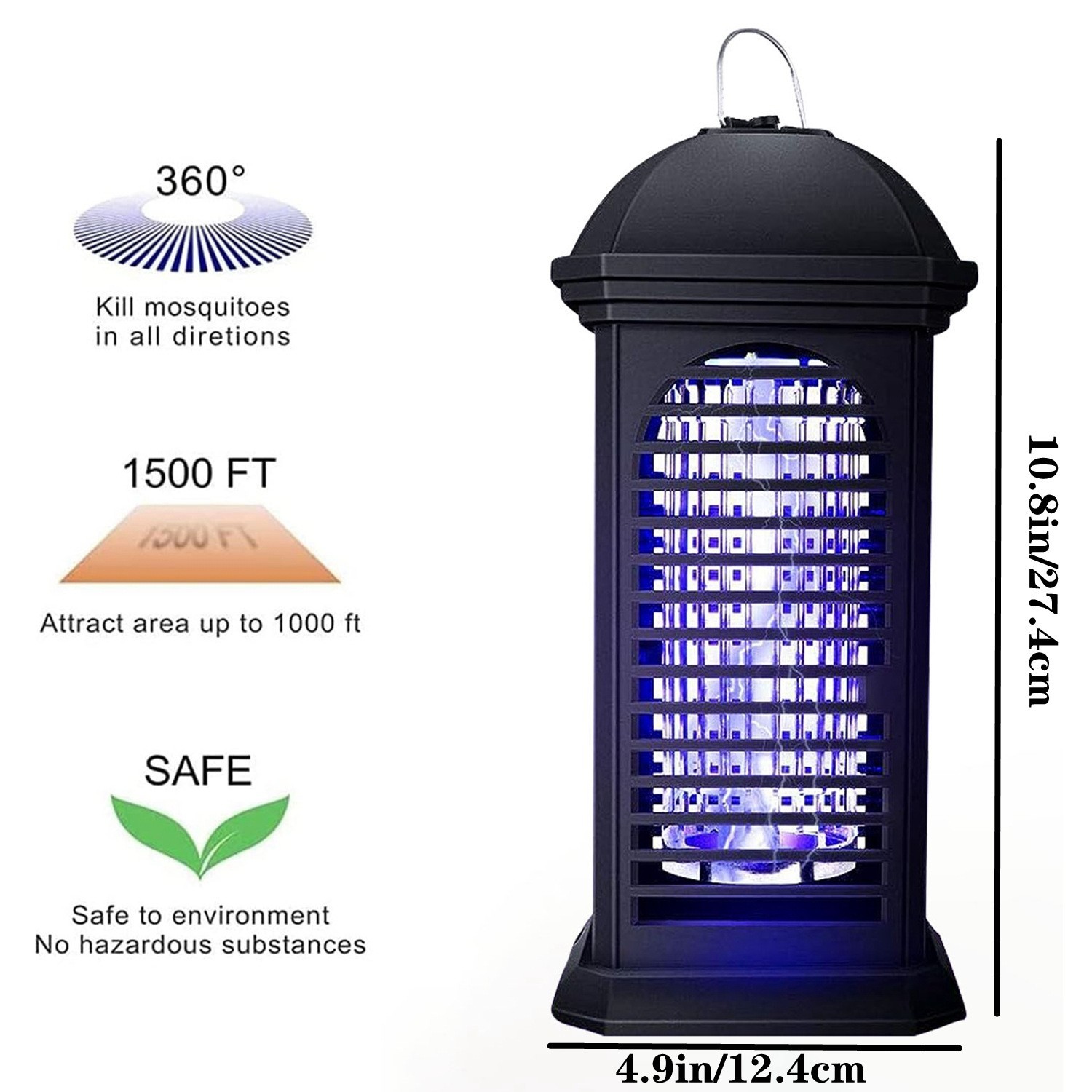 跨境爆款电击式灭蚊灯家用光触媒灭蚊器UV光电动灭虫器户外捕蚊灯图2