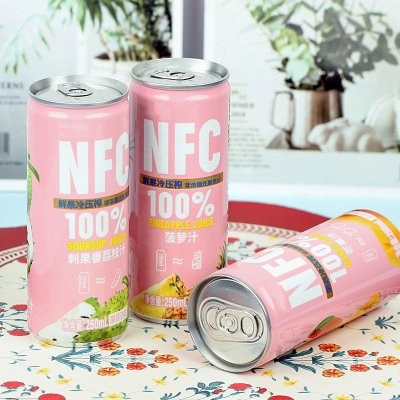 NFC菠萝汁贴牌定做 250ML易拉罐无菌冷灌代工 sleek细长铝罐饮料图4