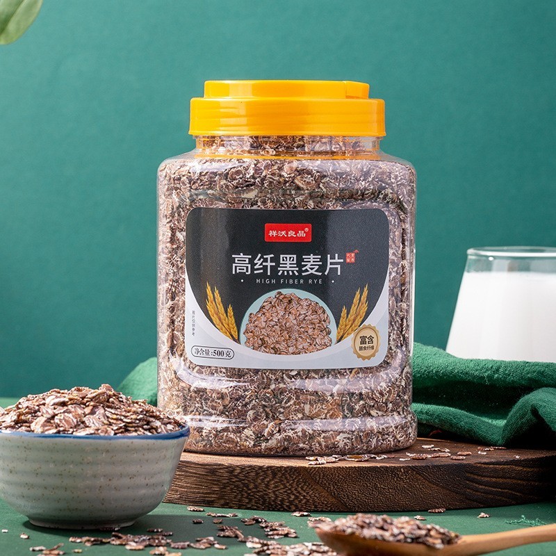高纤黑燕麦片500g罐装营养原味早餐免煮开水冲泡即食代餐谷物麦片图3