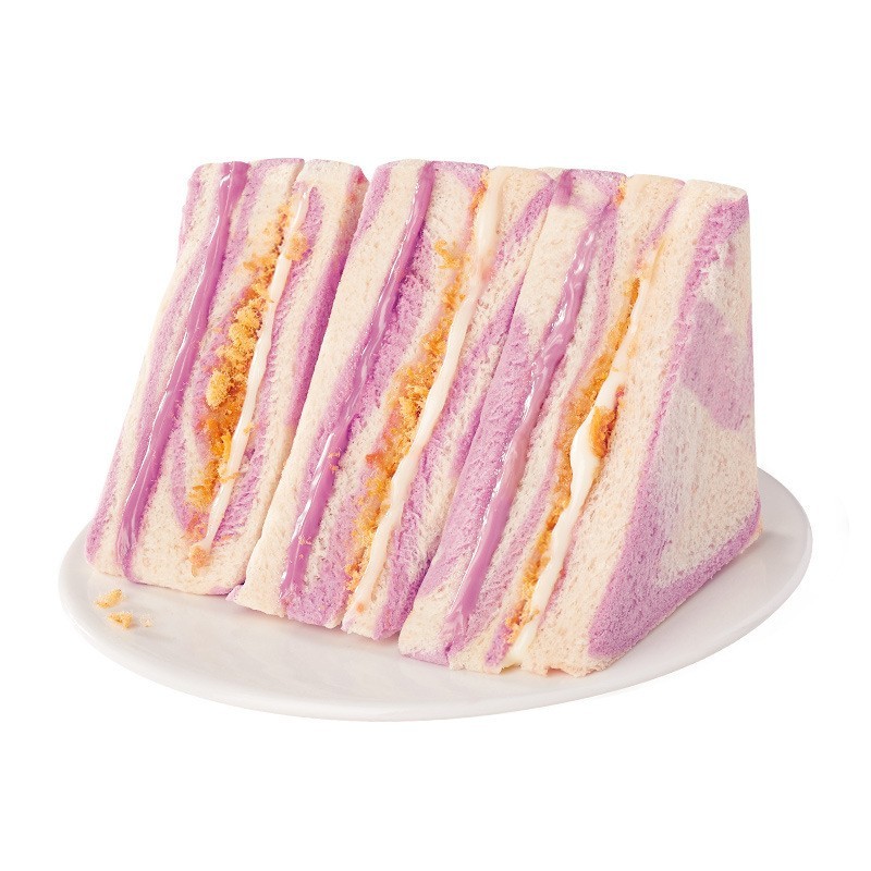 芋泥肉松三明治彩虹香芋无边吐司早餐面包小零食小吃休闲食品图5