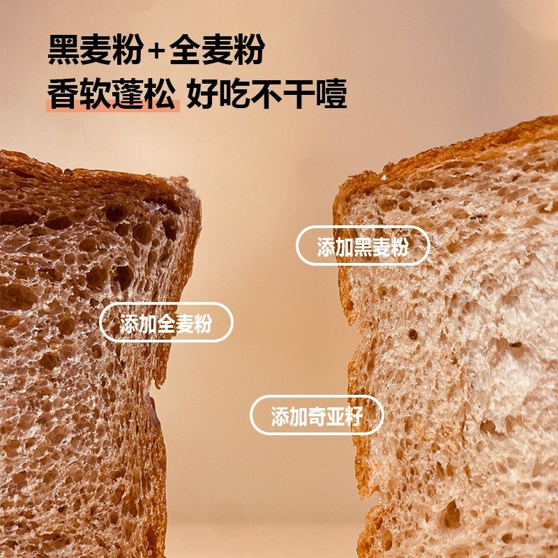 零脂零糖黑麦奇亚籽面包粗粮饱腹早餐代餐切片吐司OEM定制加工图2
