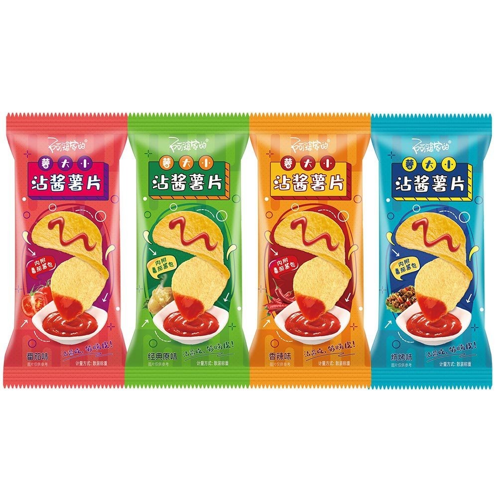 阿婆家的薯大小沾酱薯片番茄酱组合装网红休闲散称小零食厂家图5