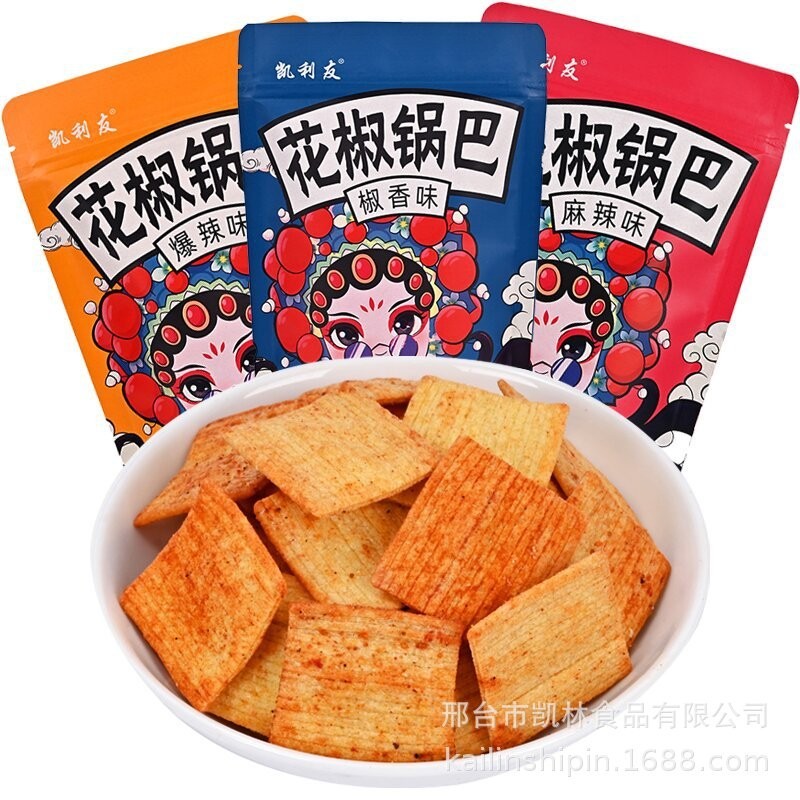 OEM代加工100g花椒锅巴休闲零食地摊小零食小包装袋装油炸膨化图2