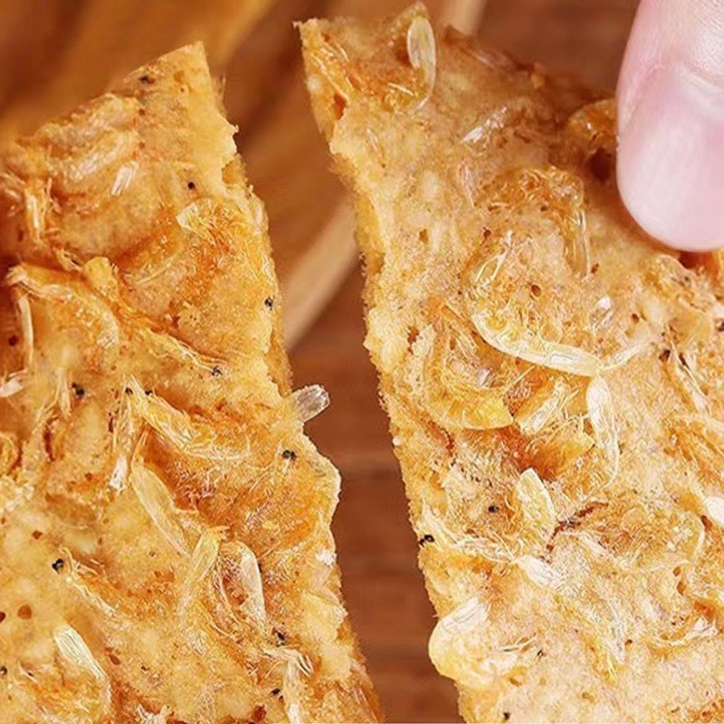 虾米脆烧168g袋装网红休闲零食饼干虾皮芝麻薄脆虾米饼图2