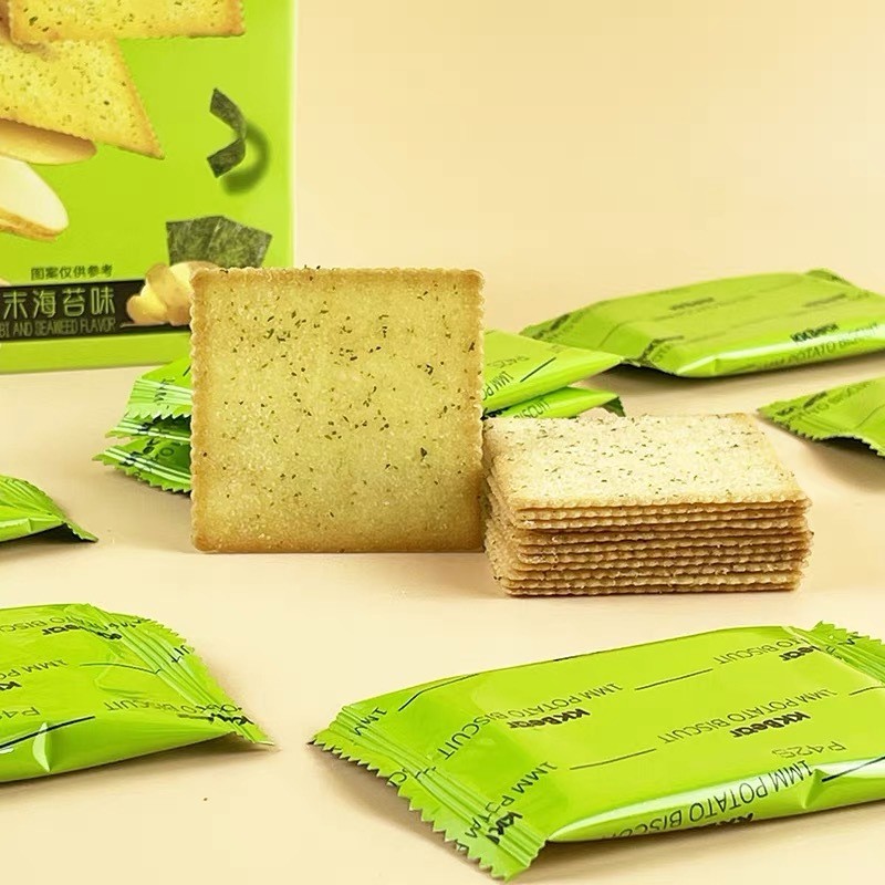土豆饼干150g芥末海苔味丝蓉蒜香味日式海苔味薄脆饼零食图3