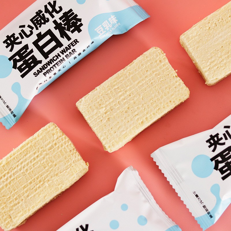 高蛋白棒威化饼干夹心无蔗糖豆乳味代餐零食休闲办公独立包装食品图2