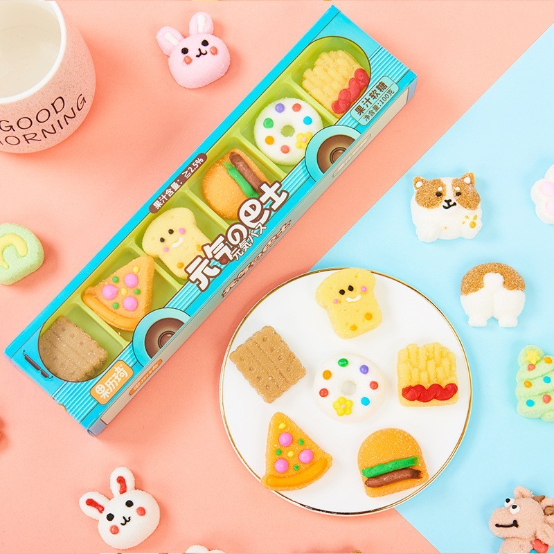 果历琦卡通造型盒装棉花糖水果软糖果儿童清真食品六一厂家图3