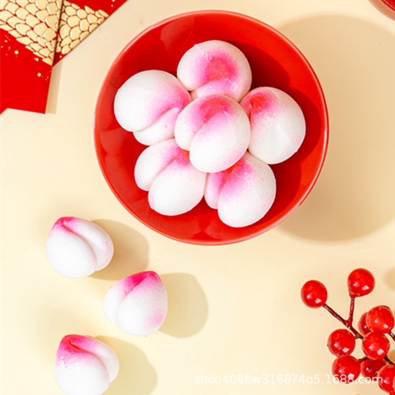 无蔗糖寿桃棉花糖草莓蛋糕装饰零添加送老人独立包装工厂定制图4
