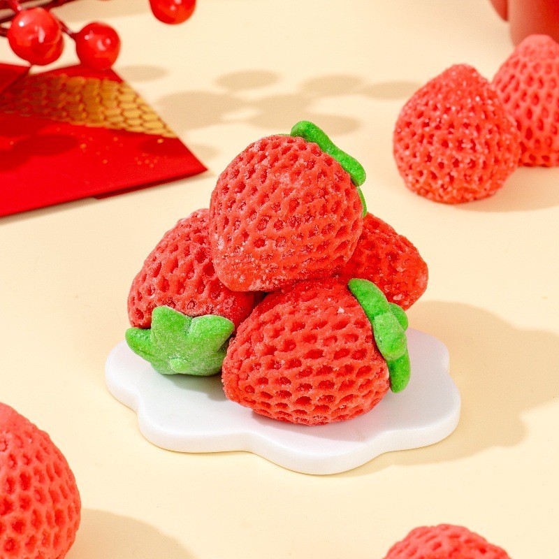 无蔗糖寿桃棉花糖草莓蛋糕装饰零添加送老人独立包装工厂定制图2