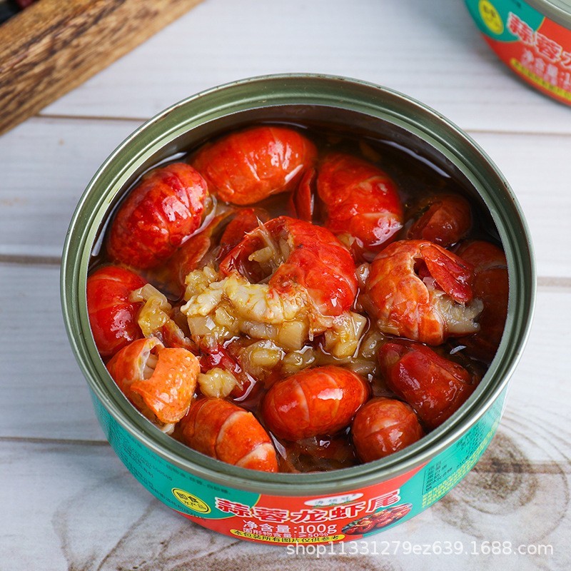 龙虾尾100克麻辣小海鲜熟食即食罐装下饭菜无添加防腐剂干净卫生图4