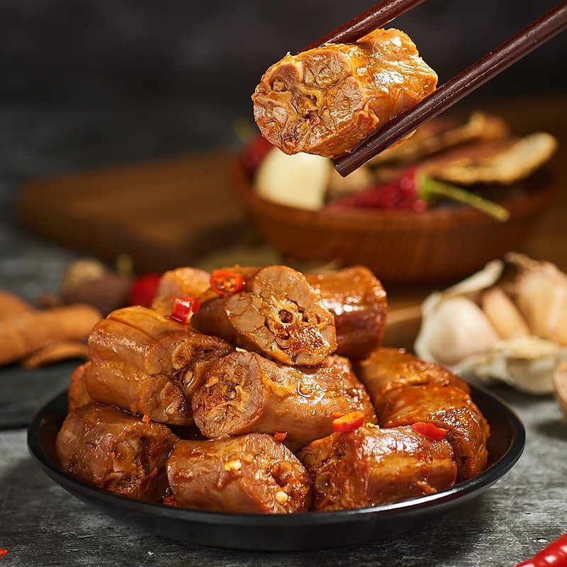 麻辣鸭脖450g卤味即食零食鸭脖子厂家休闲肉类网红零食图3