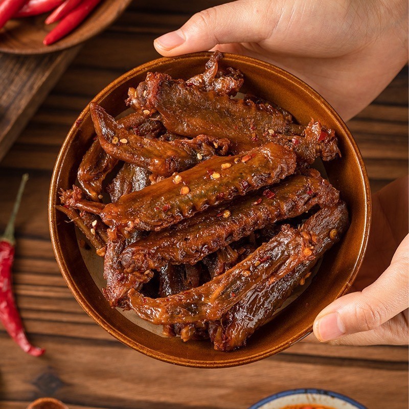 酱板鸭翅膀100g湖南特产特爆香辣酱板鸭翅卤味熟食追剧肉零食图2