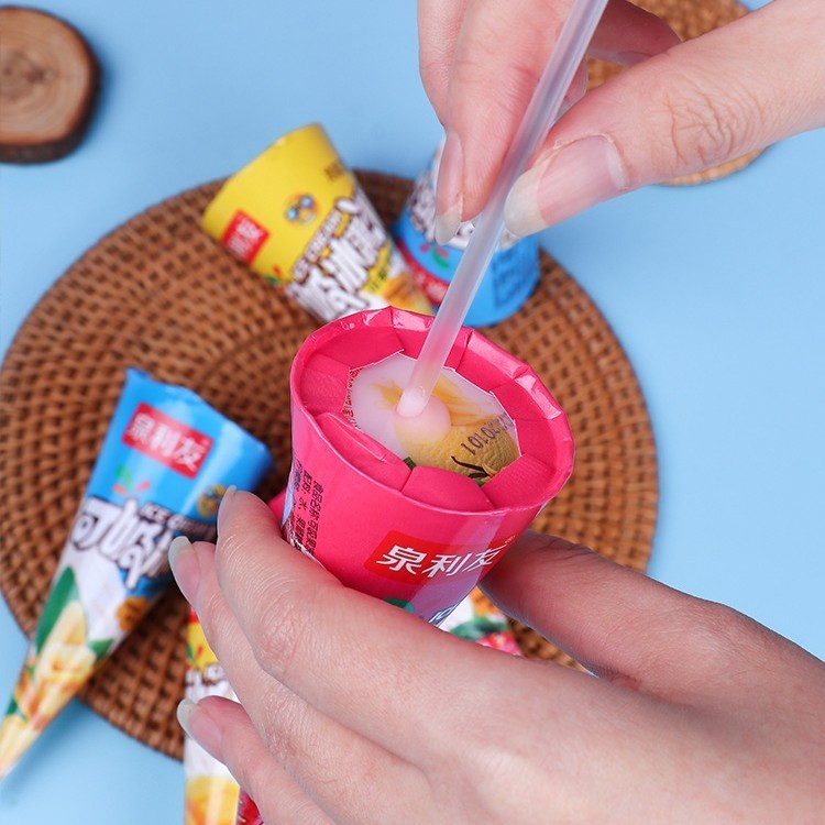 可吸冰淇淋塑料桶装厂家果冻儿童休闲食品厂家