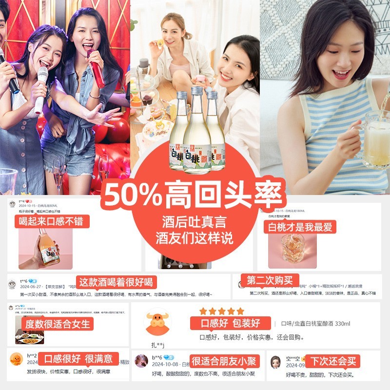 白桃蜜酿果酒西柚青梅小瓶女士酒生日聚会微醺酒图2