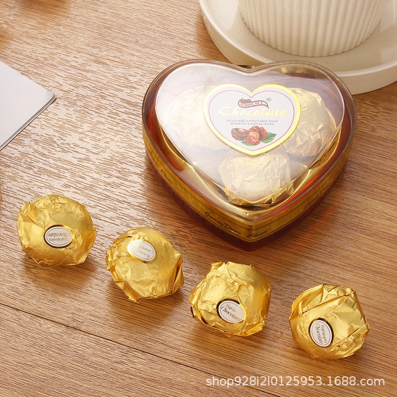 巧克力喜糖盒3粒心形礼盒欧式婚礼糖果伴手创意结婚礼零食婚庆