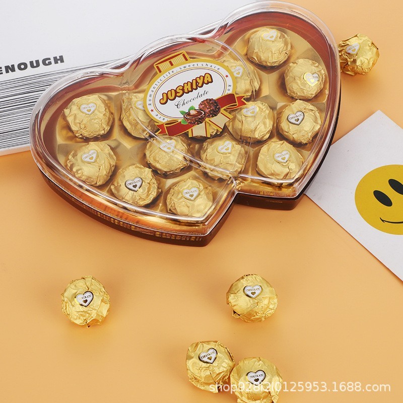 金色15粒心型丝滑巧克力结婚喜糖生日礼物朱古力零食糖果图4