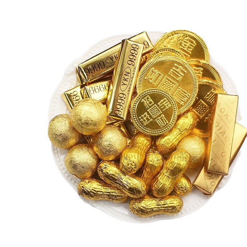 金币巧克力金元宝金币金条黑巧克力散装 烘焙巧克力500克儿童零食图4