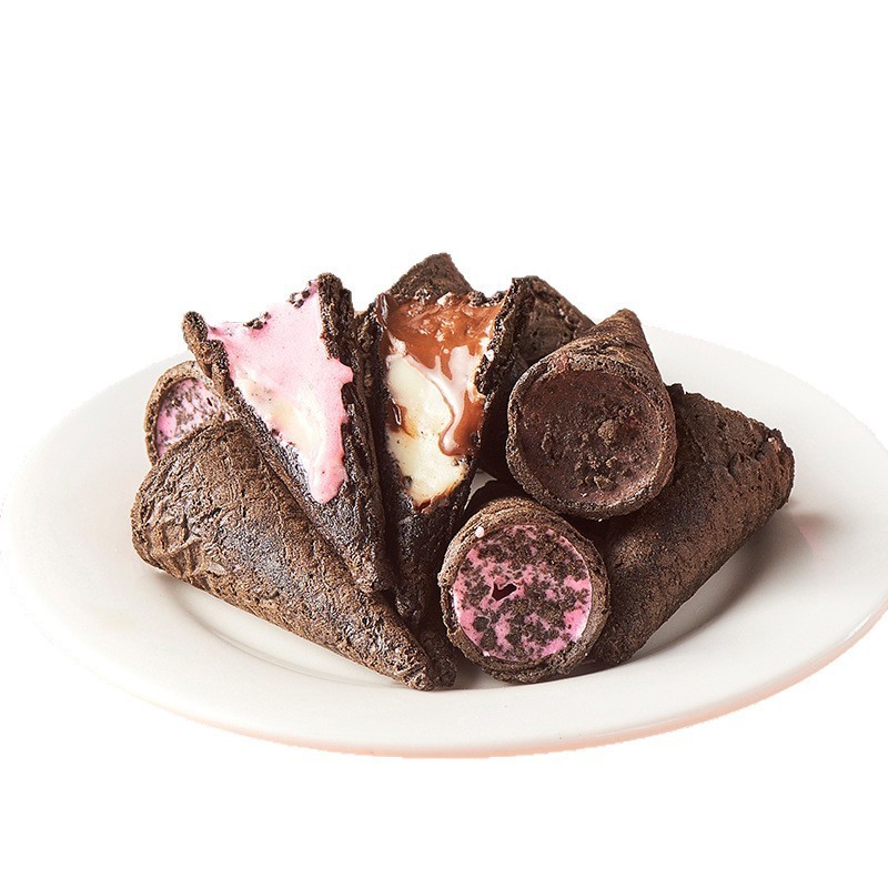 爆浆冰淇淋曲奇蛋筒112克盒装巧克力草莓味脆筒儿童零食图5