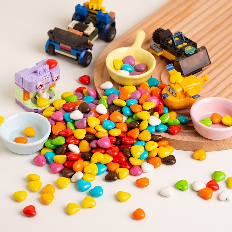 55%可可含量爱心型彩虹糖手工黑巧克力豆儿童零食OEM代工图4