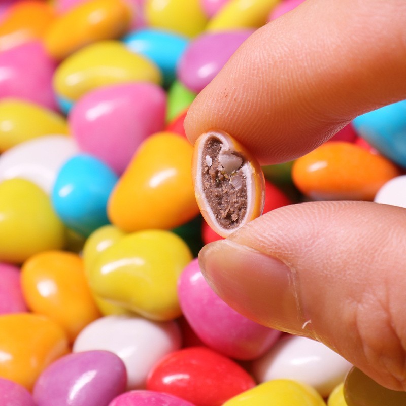 55%可可含量爱心型彩虹糖手工黑巧克力豆儿童零食OEM代工图3