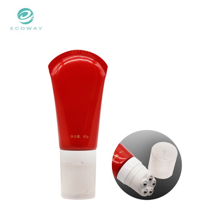 弧形封尾斜头5滚珠按摩霜软管包材 按摩膏身体乳PE塑料包装软管