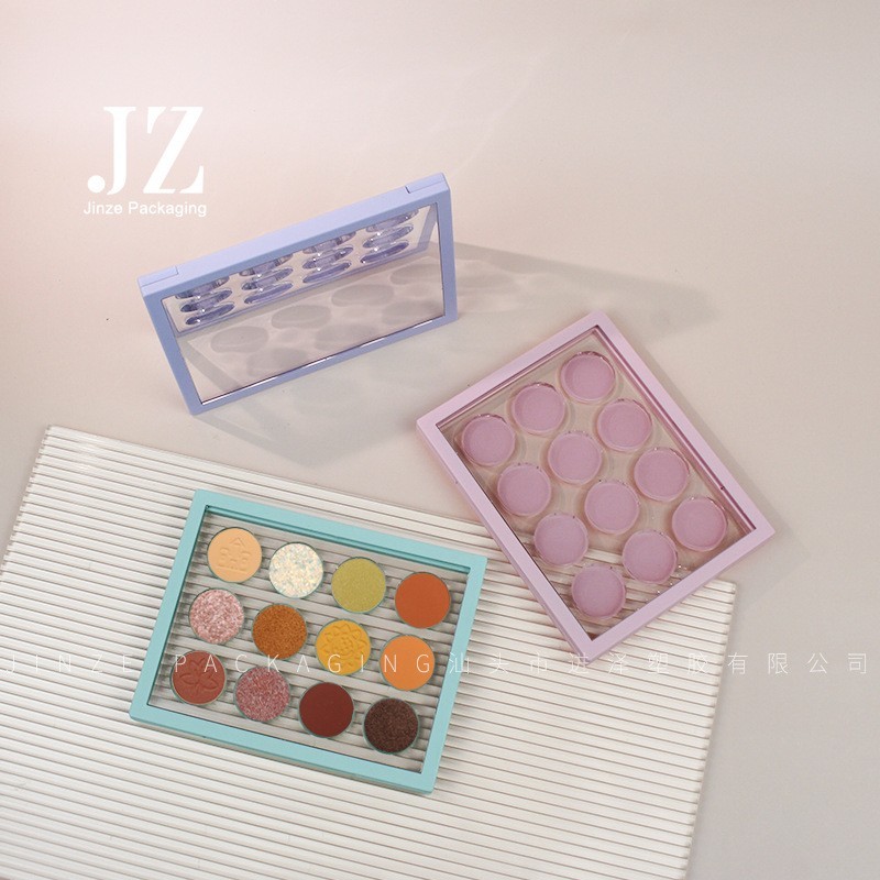 厂家定制 方形磁吸12色眼影盘带天窗多色眼影盘 PCR塑料彩妆包材图3