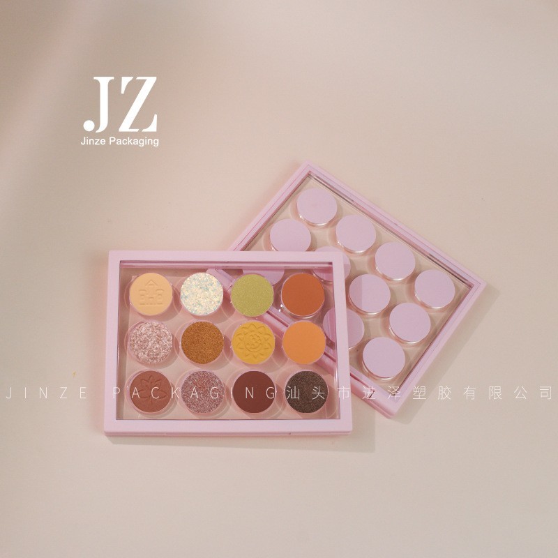 厂家定制 方形磁吸12色眼影盘带天窗多色眼影盘 PCR塑料彩妆包材图2