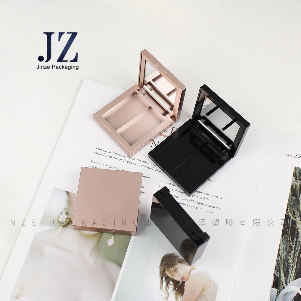 厂家定制 方形磁吸双格眼影盘高光腮红修容盘 塑料空盘彩妆包材图2