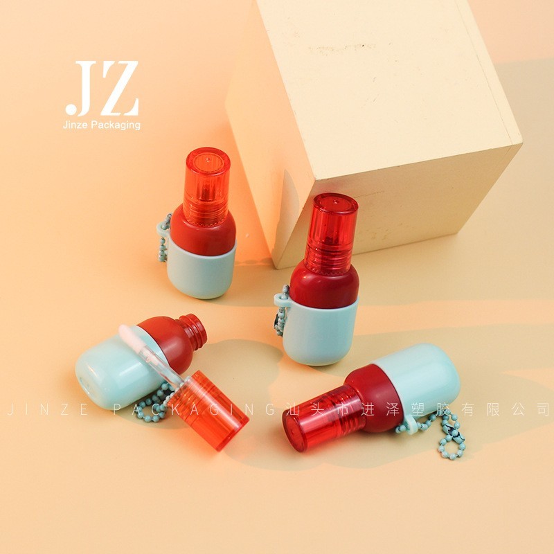 厂家定制 水壶设计带链条唇釉管唇彩管 7ml 塑料空管彩妆包材图2