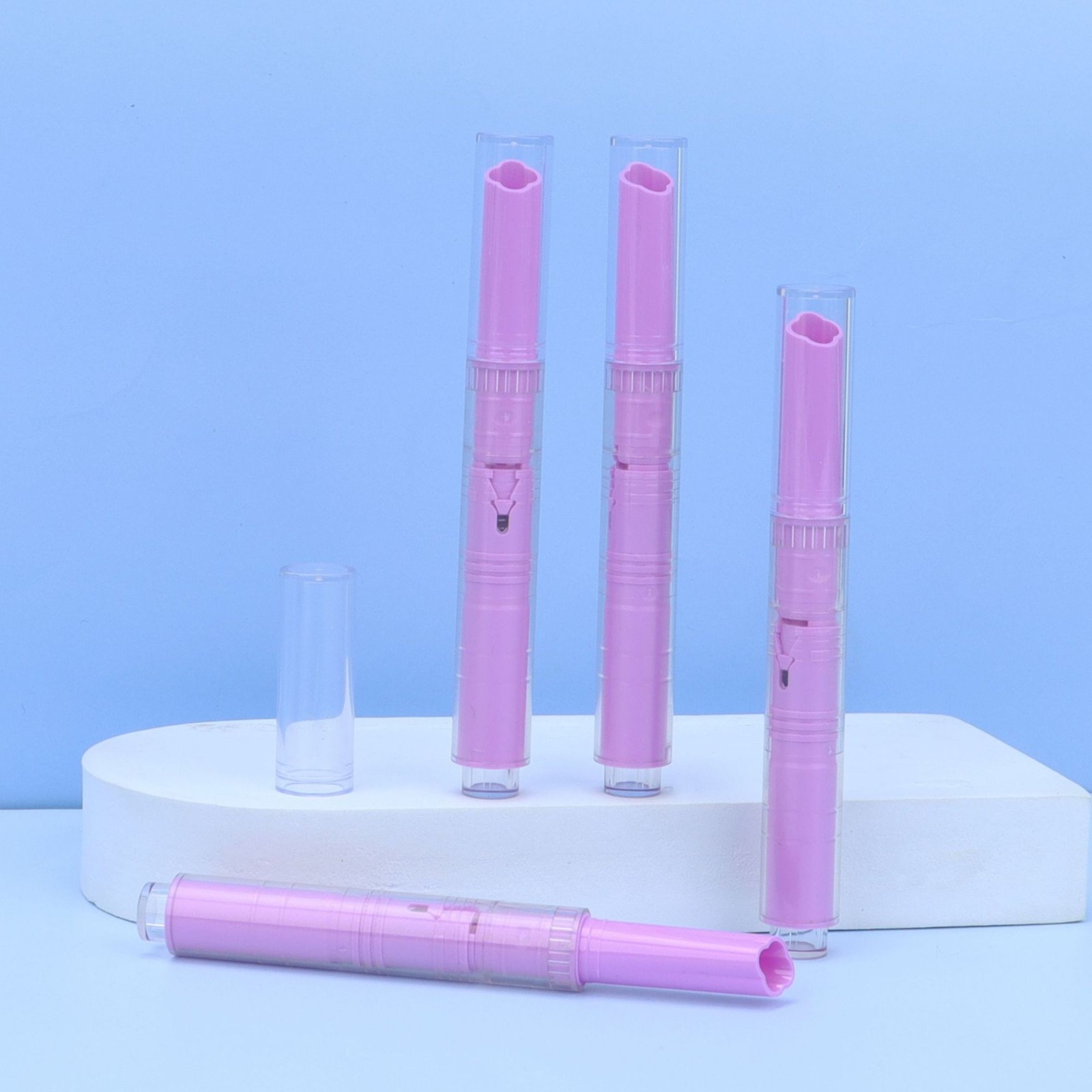 花型笔嘴口红管按压笔包材粉色口红按压唇膏笔包材图3