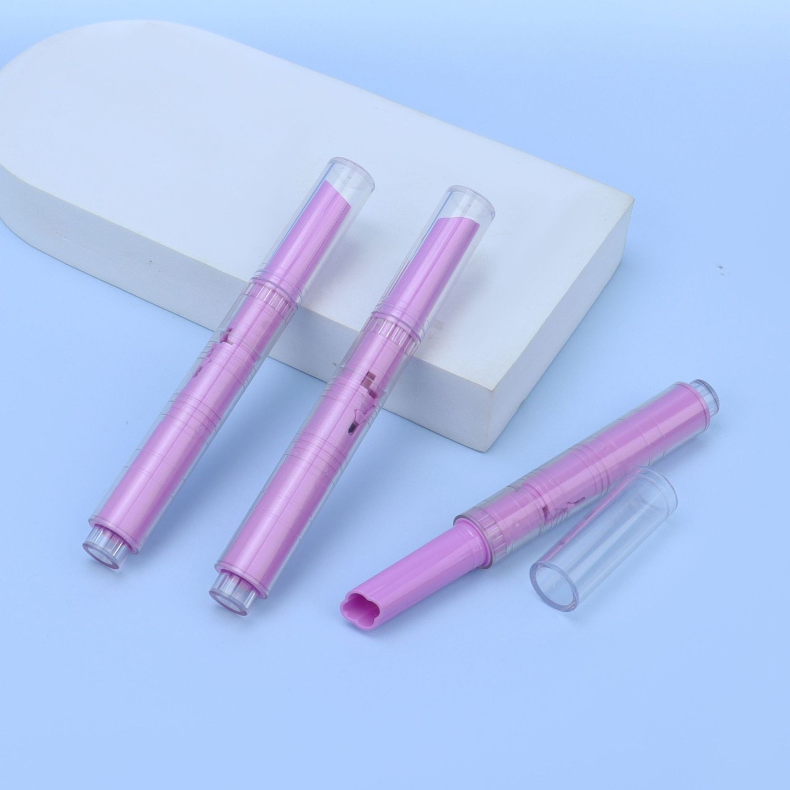 花型笔嘴口红管按压笔包材粉色口红按压唇膏笔包材图5