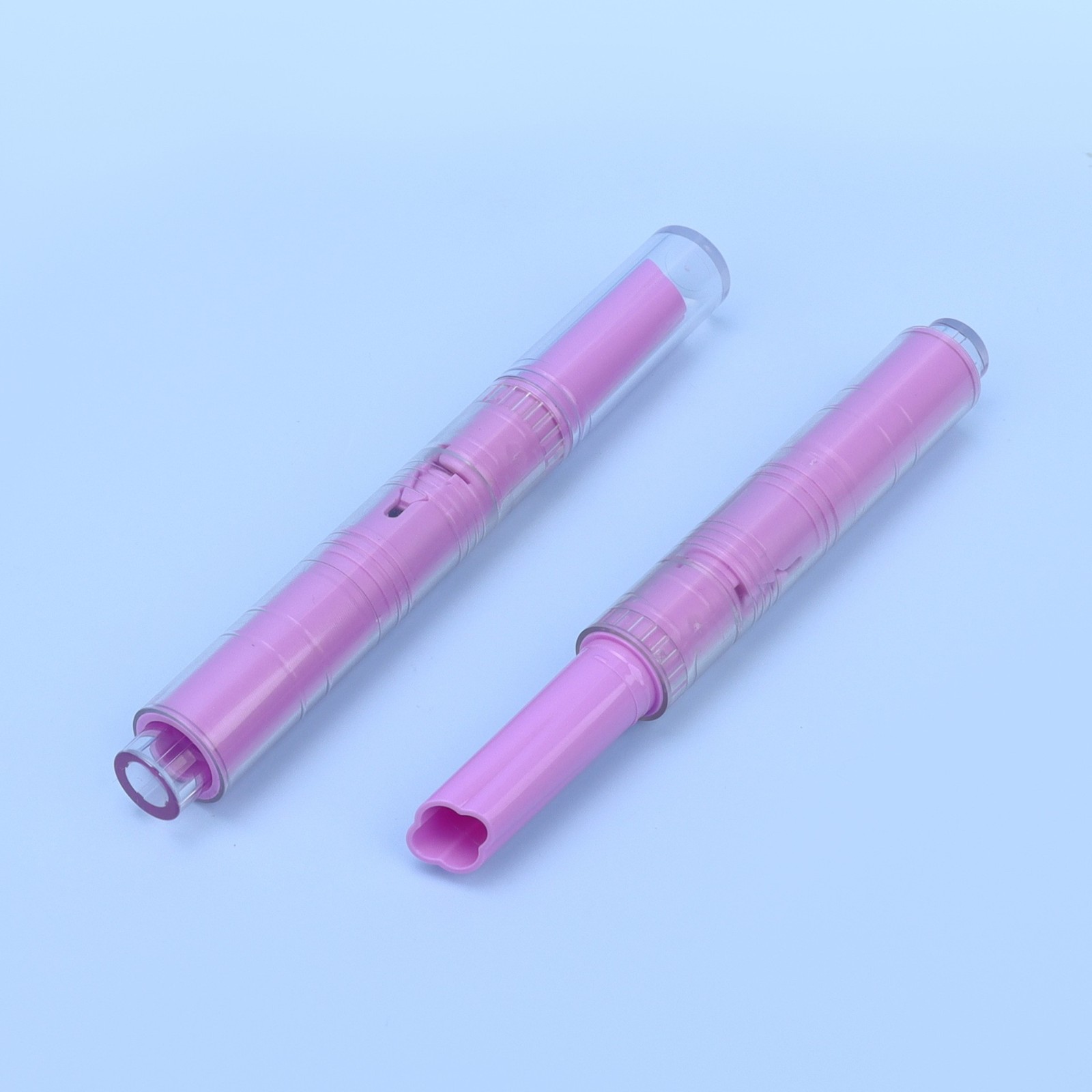 花型笔嘴口红管按压笔包材粉色口红按压唇膏笔包材图2