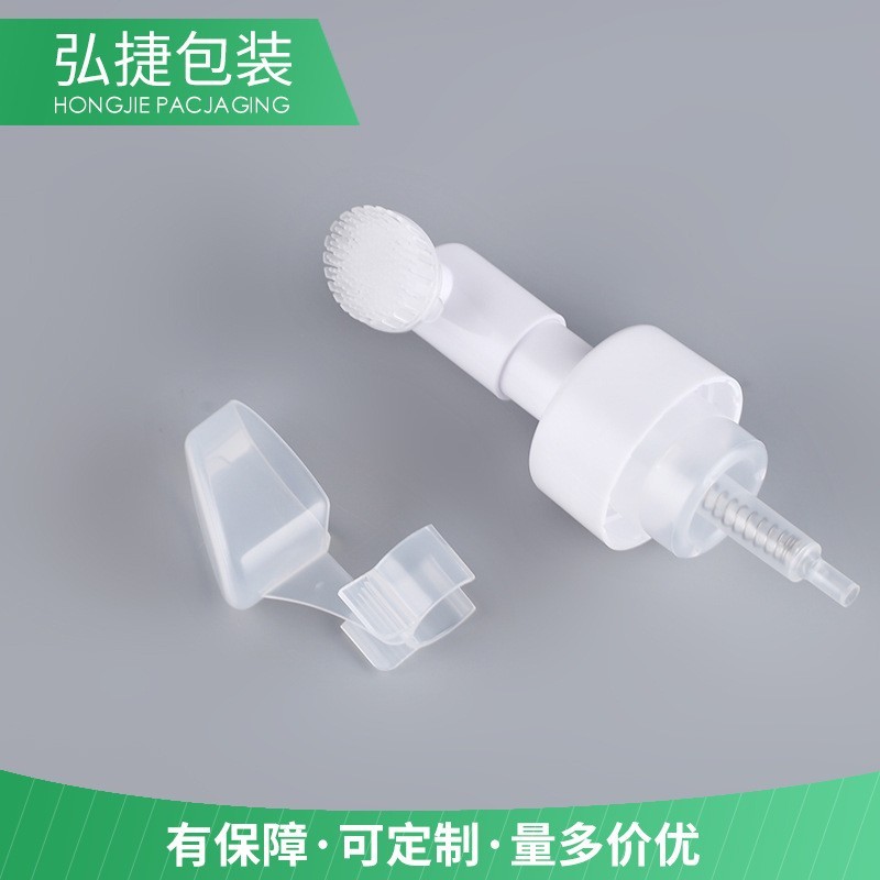 塑料硅胶刷头泡沫泵 按压式带夹子洗面奶起泡泵 洁面慕斯泵图2
