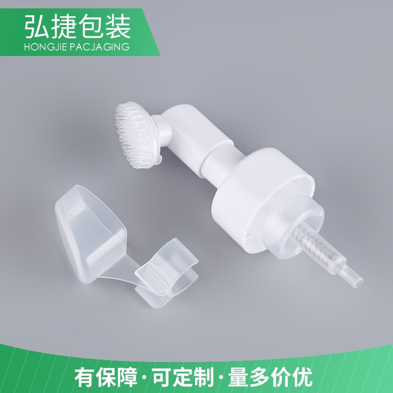 塑料硅胶刷头泡沫泵 按压式带夹子洗面奶起泡泵 洁面慕斯泵图3