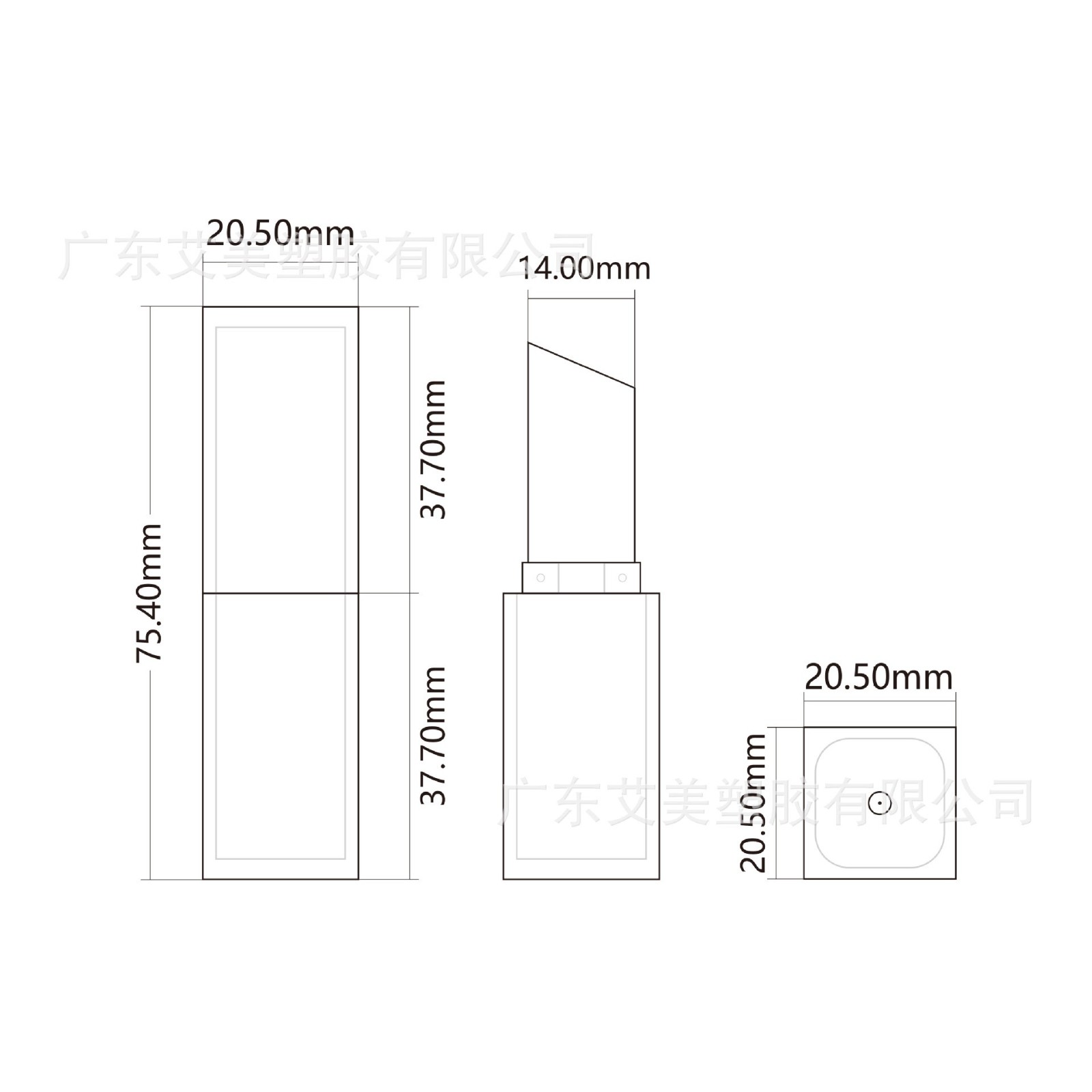 新款定制高档含注双色口红管空管 12.1mm斜口口红管包材图4