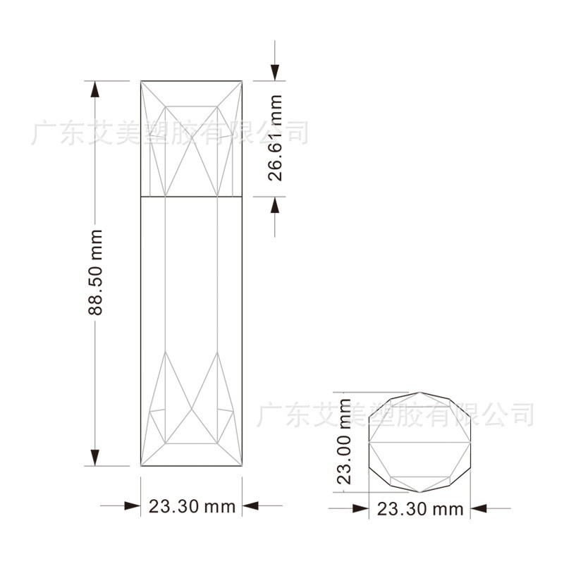 方形黑色菱形口红唇膏管 直罐口红管空管无标化妆品包材图3