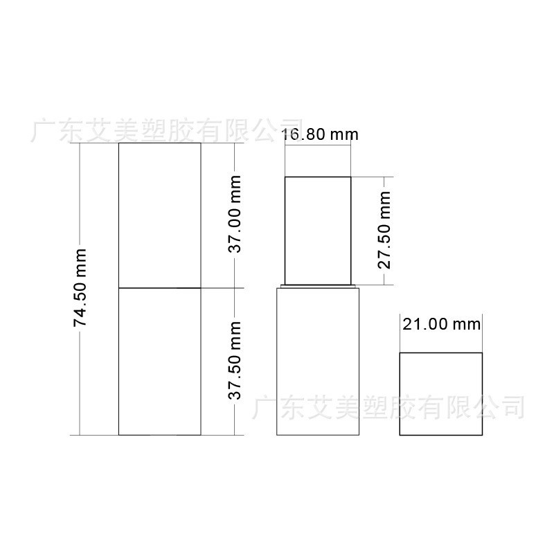 新品口红管包材 带磁铁开关 方形口红管 四面可丝印3D打印图5
