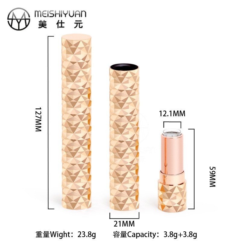 圆形镀金工艺双头口红管 3.8g双头口红管 口红管化妆品包材图2