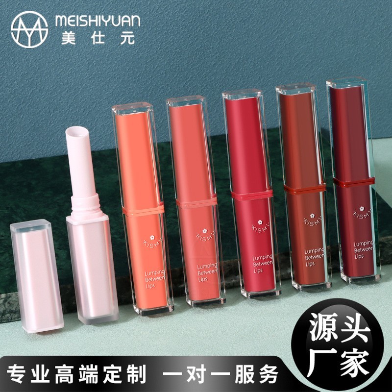 方形口红唇膏管斜口塑料空管 透明方形口红管 化妆品包材 口红壳