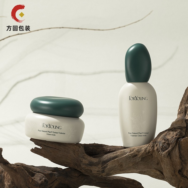 上新定制款创意包装石头盖绿色精华液粉底瓶包材乳液瓶化妆品图4